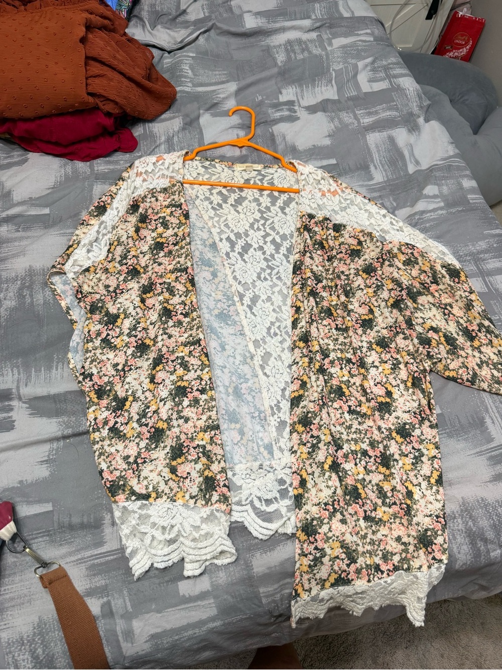Floral Lace-Back Open Cardigan - Pink Floral